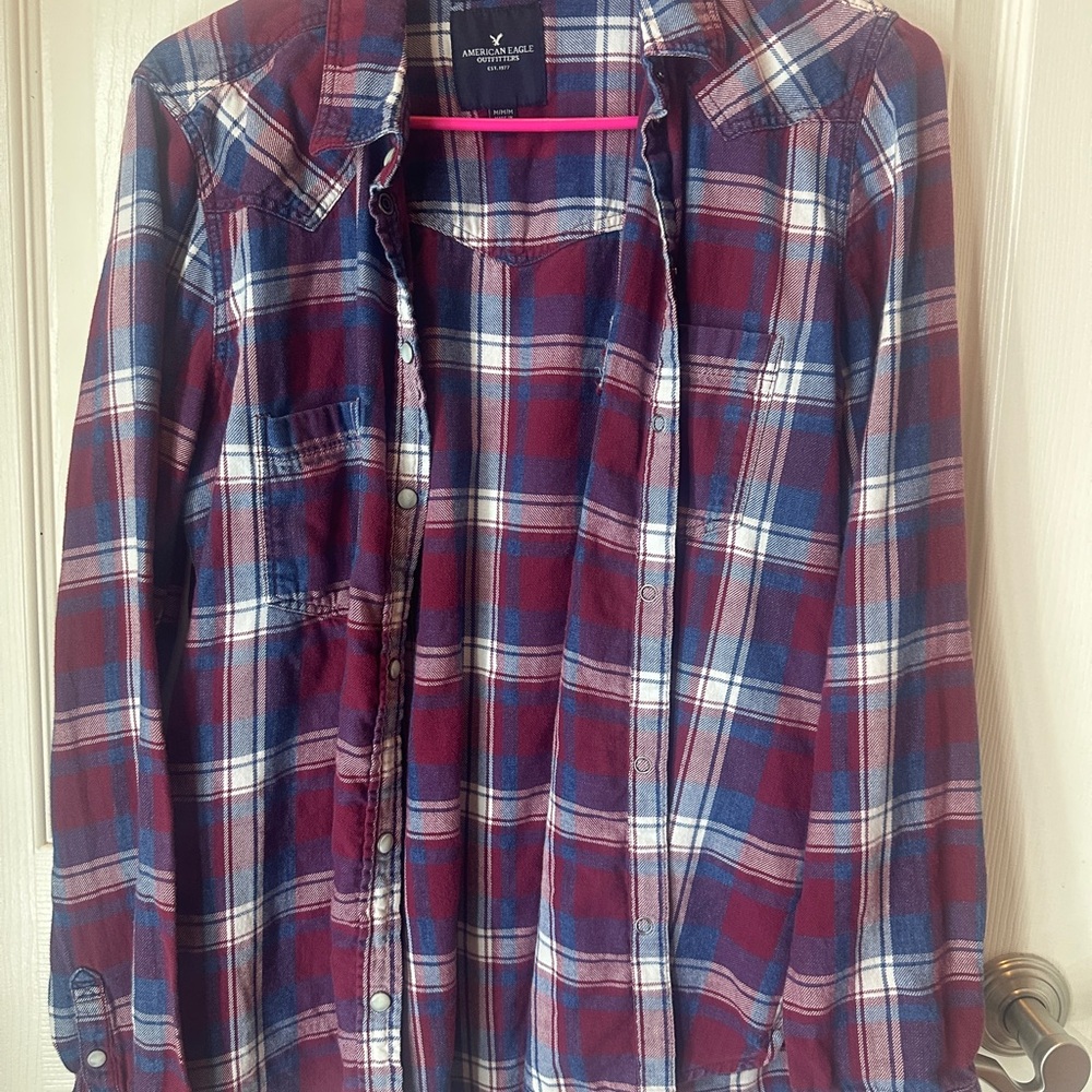 American Eagle Outfitters Checkered Boyfriend Shirt